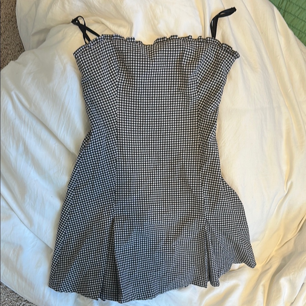 Zara gingham Black and White mini dress